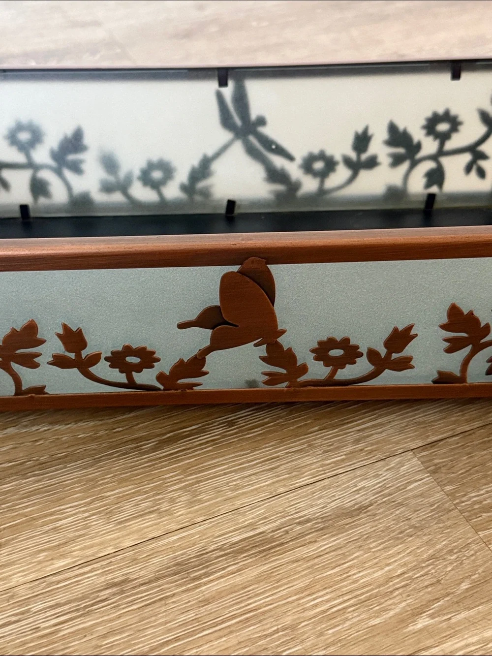 PartyLite Copper Lace Pillar Candle Holder Dragonfly Butterfly P7204 Great